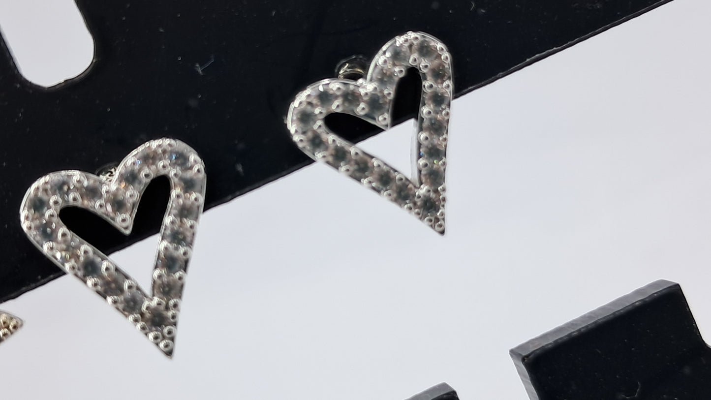 Studs Doble Corazón Pavé - Plata 925
