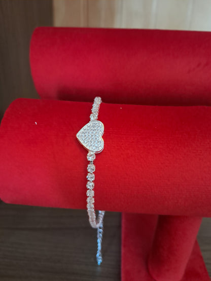 Pulsera Plata 925 — Corazón con Circonitas