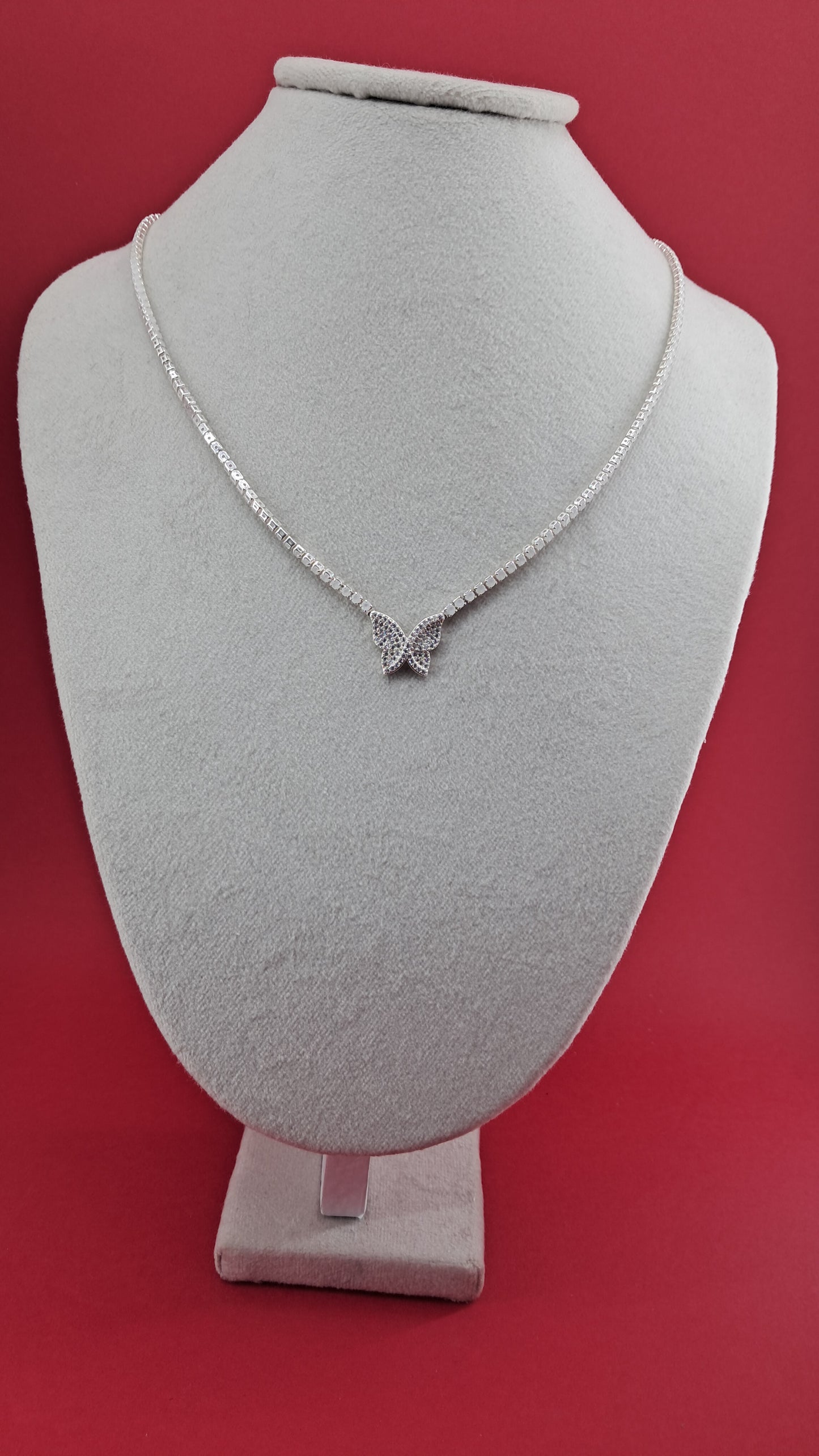 Collar Plata 925 — Colgante Mariposa con Circonitas