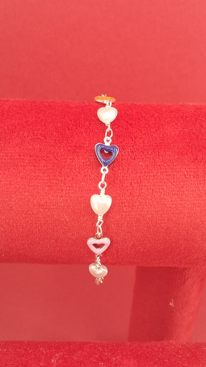 Pulsera Corazones Multicolor con Perlas