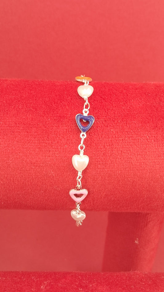 Pulsera Corazones Multicolor con Perlas