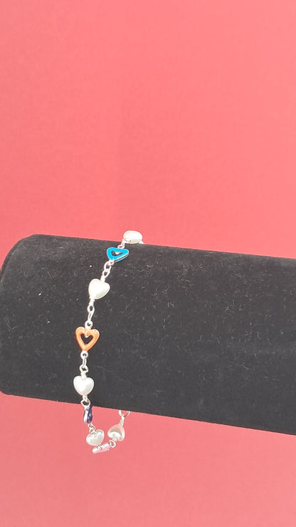 Pulsera Corazones Multicolor con Perlas