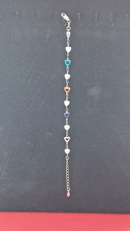 Pulsera Corazones Multicolor con Perlas