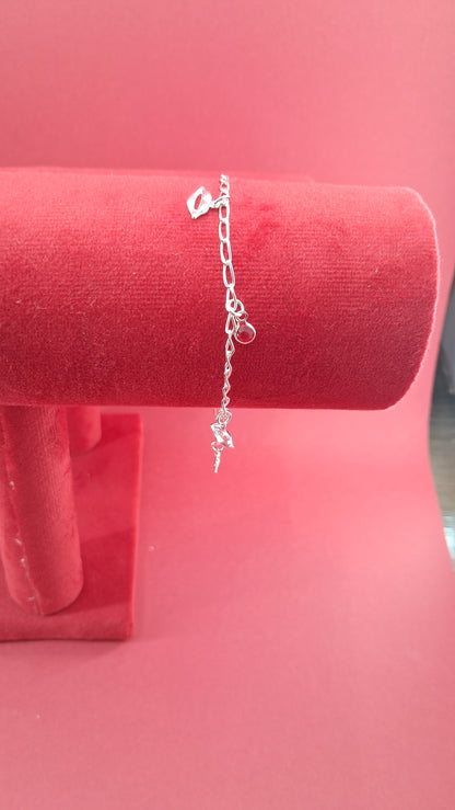 Pulsera Bocas con Detalle Rojo en Plata 925