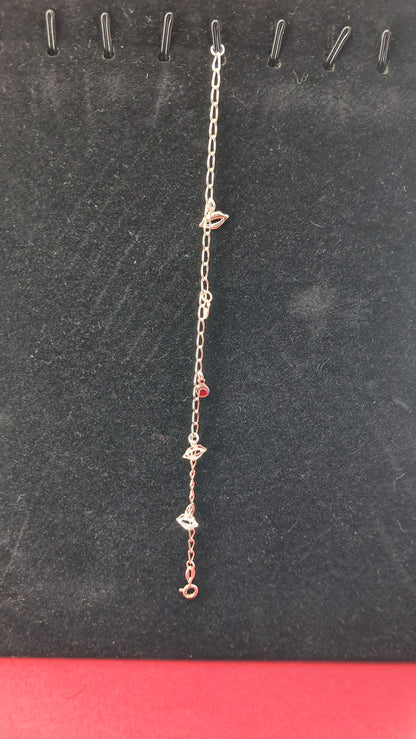 Pulsera Bocas con Detalle Rojo en Plata 925