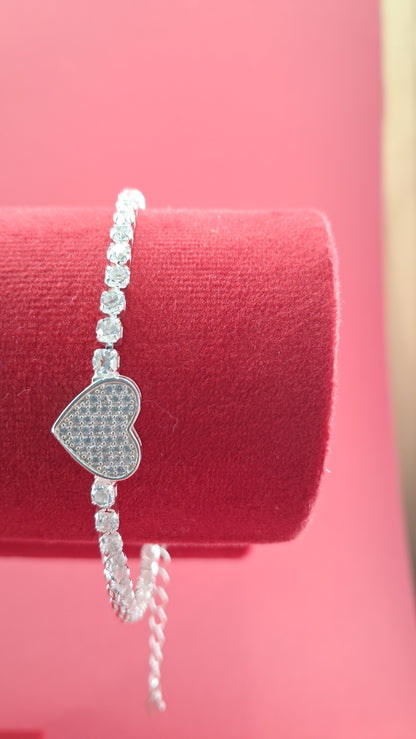 Pulsera Plata 925 — Corazón con Circonitas