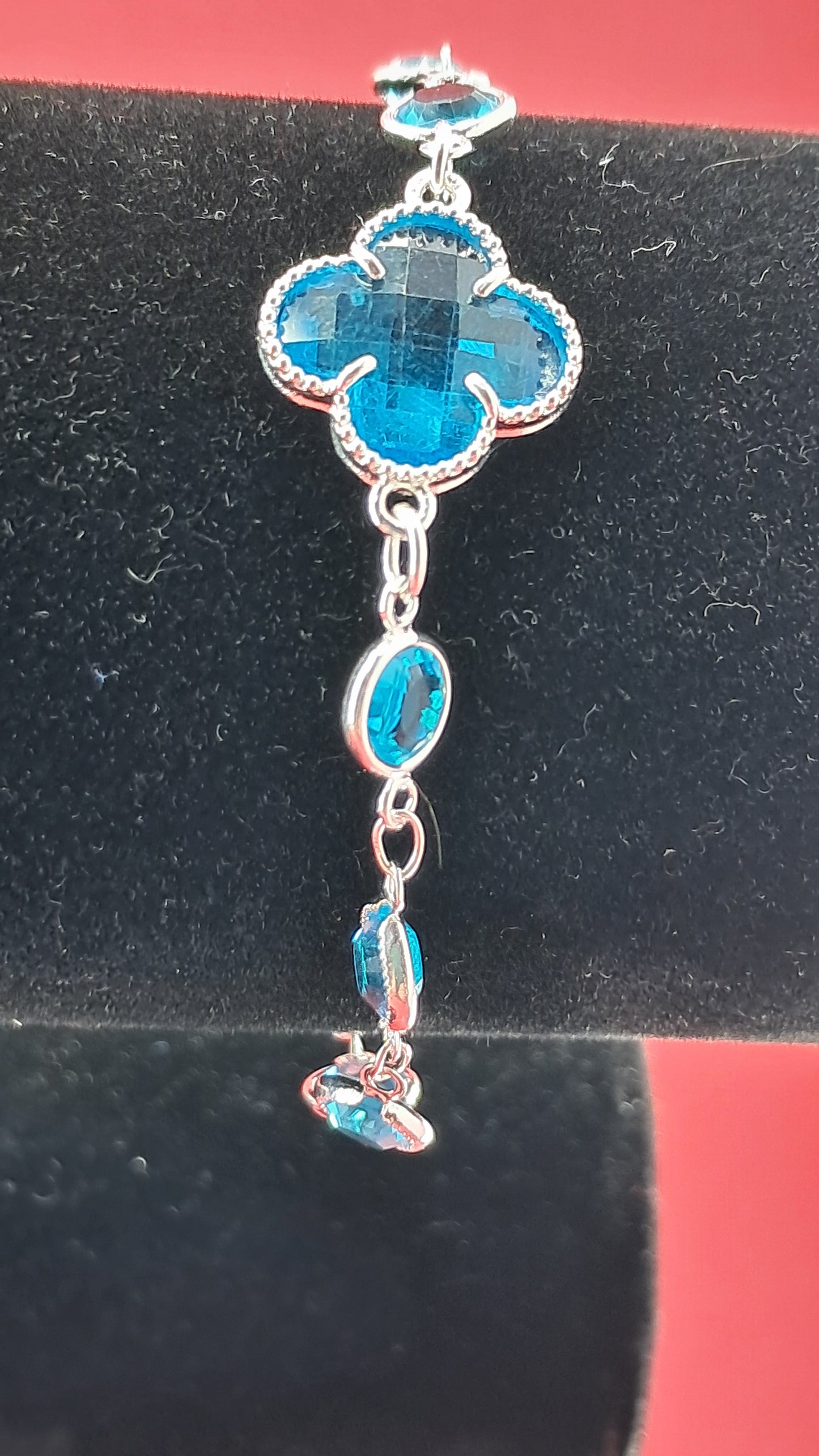 Pulsera trébol celeste en plata 925