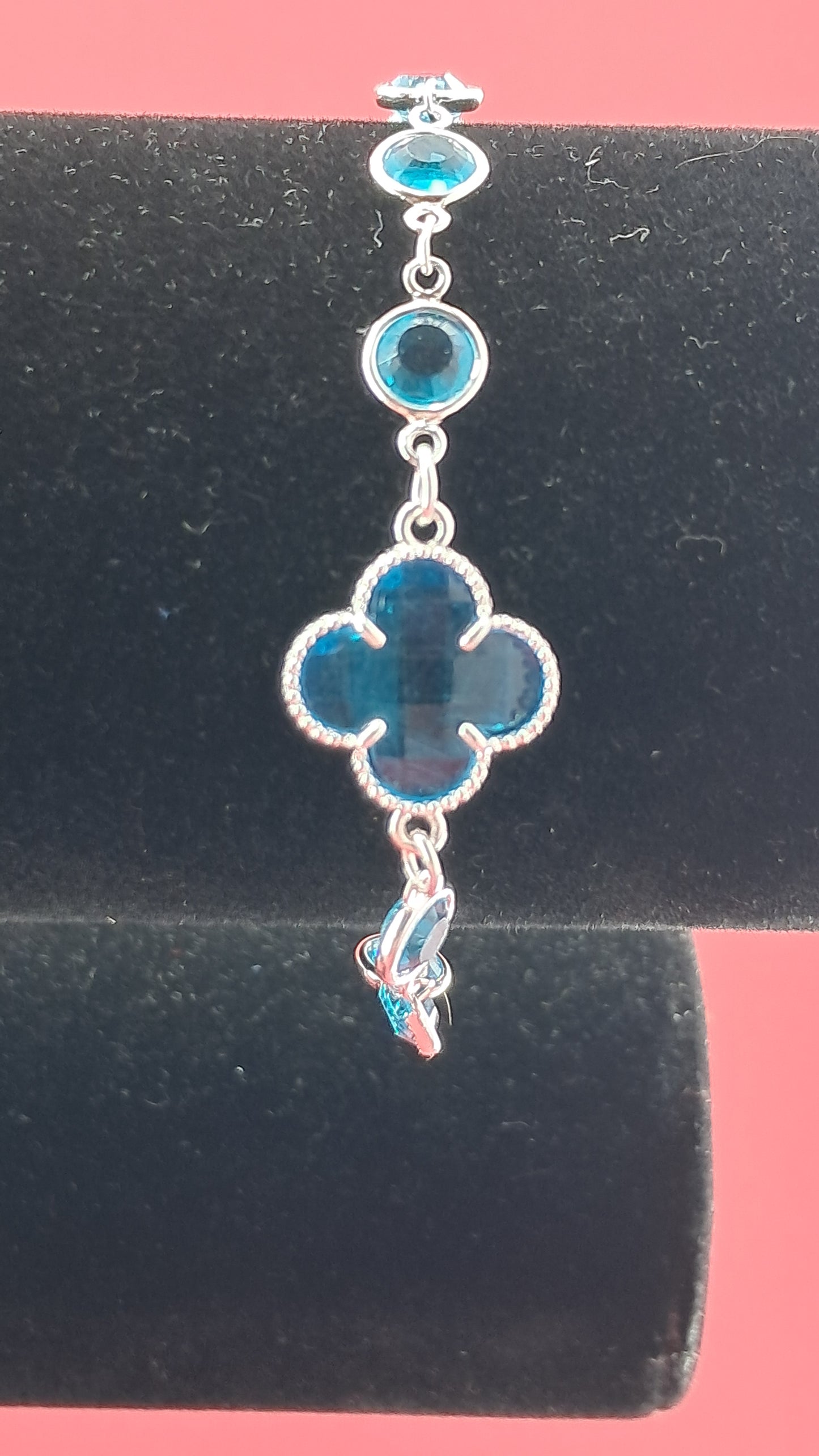 Pulsera trébol celeste en plata 925