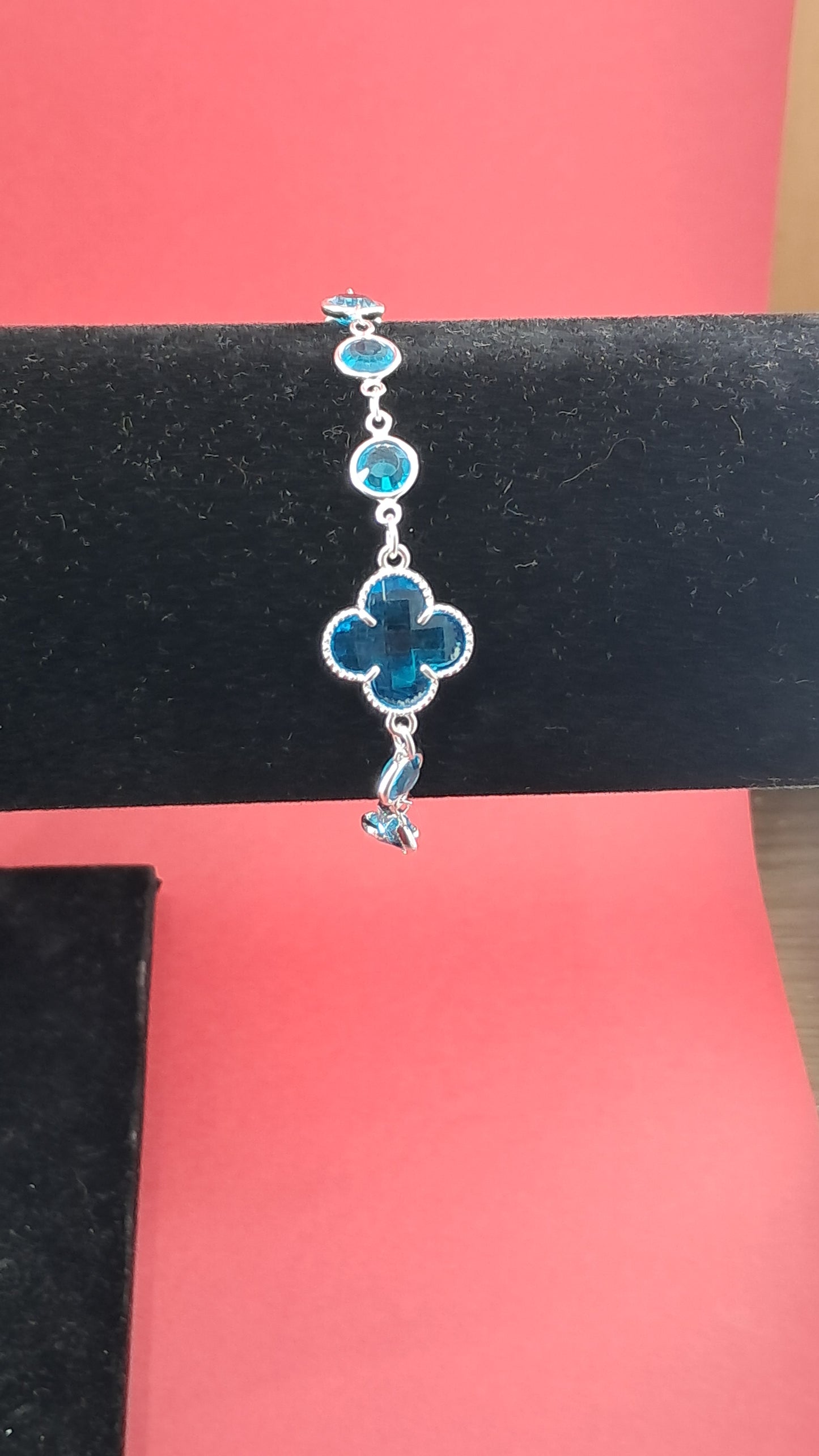 Pulsera trébol celeste en plata 925