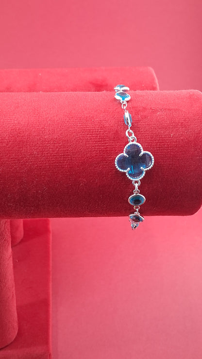 Pulsera trébol celeste en plata 925