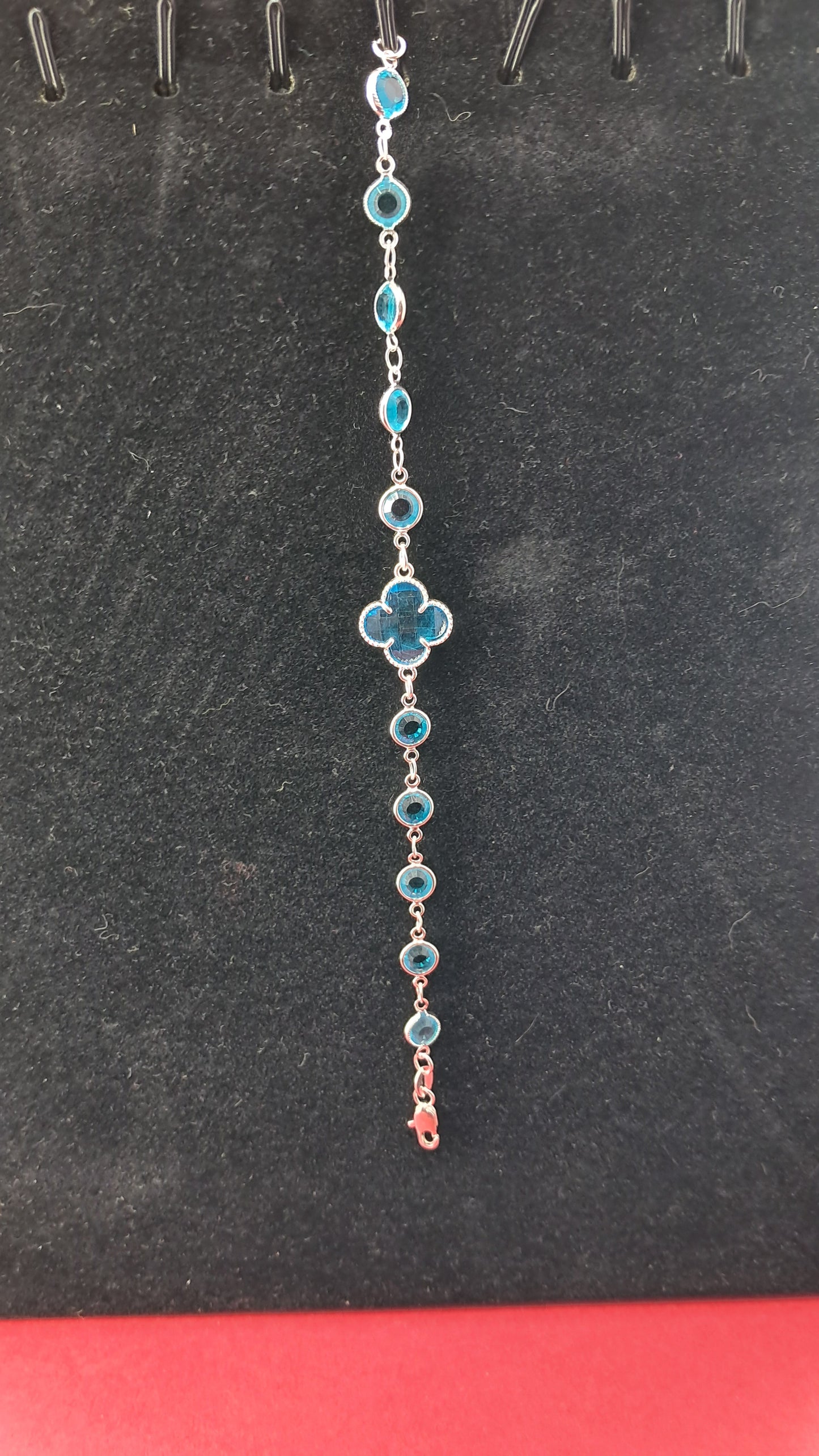 Pulsera trébol celeste en plata 925