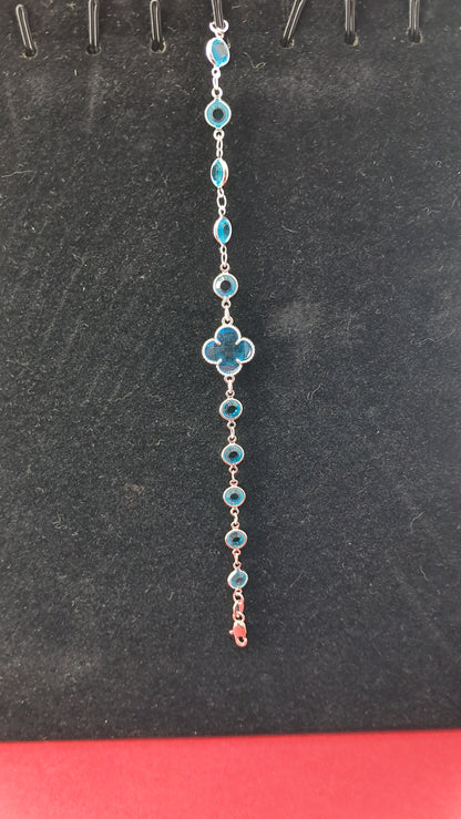 Pulsera trébol celeste en plata 925