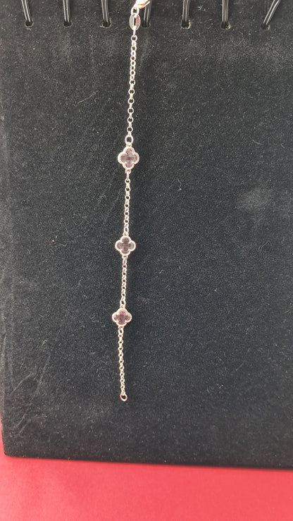 Pulsera Plata 925 — Trébol Rosa Claro