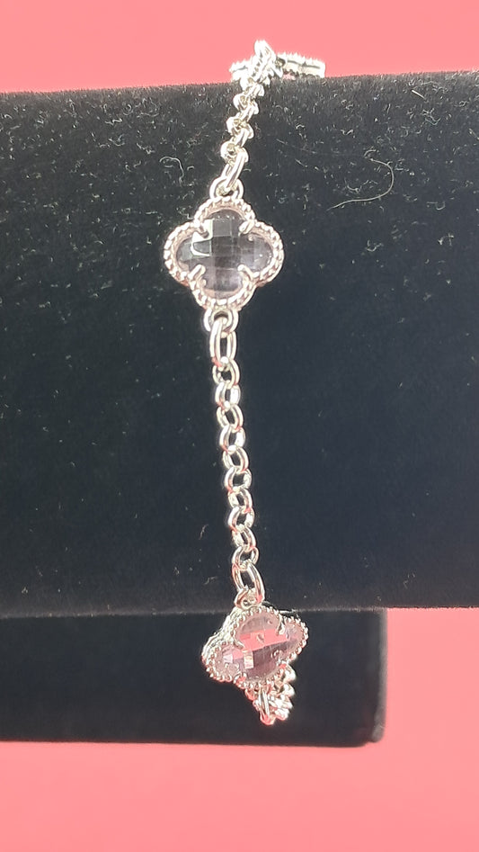 Pulsera Plata 925 — Trébol Rosa Claro