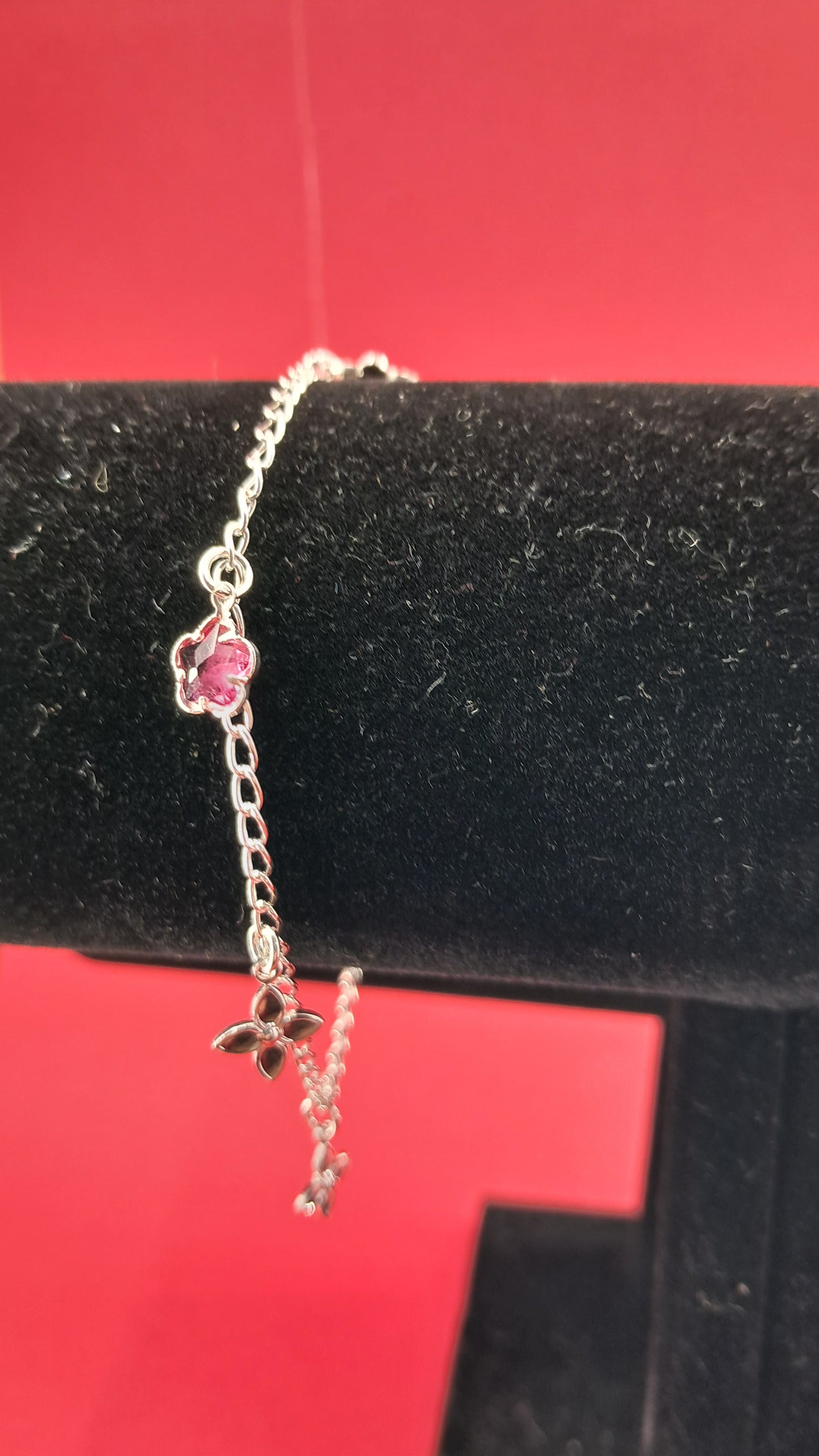 Pulsera Flores y Estrella Roja en Plata 925