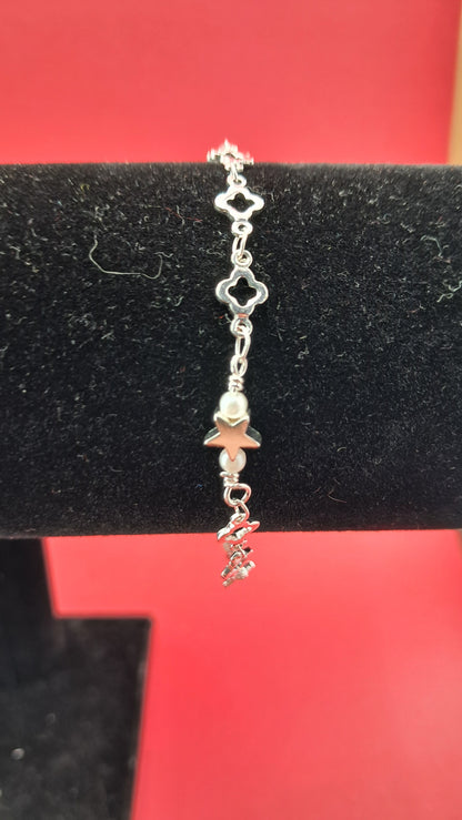Pulsera Estrellas y Tréboles en Plata 925