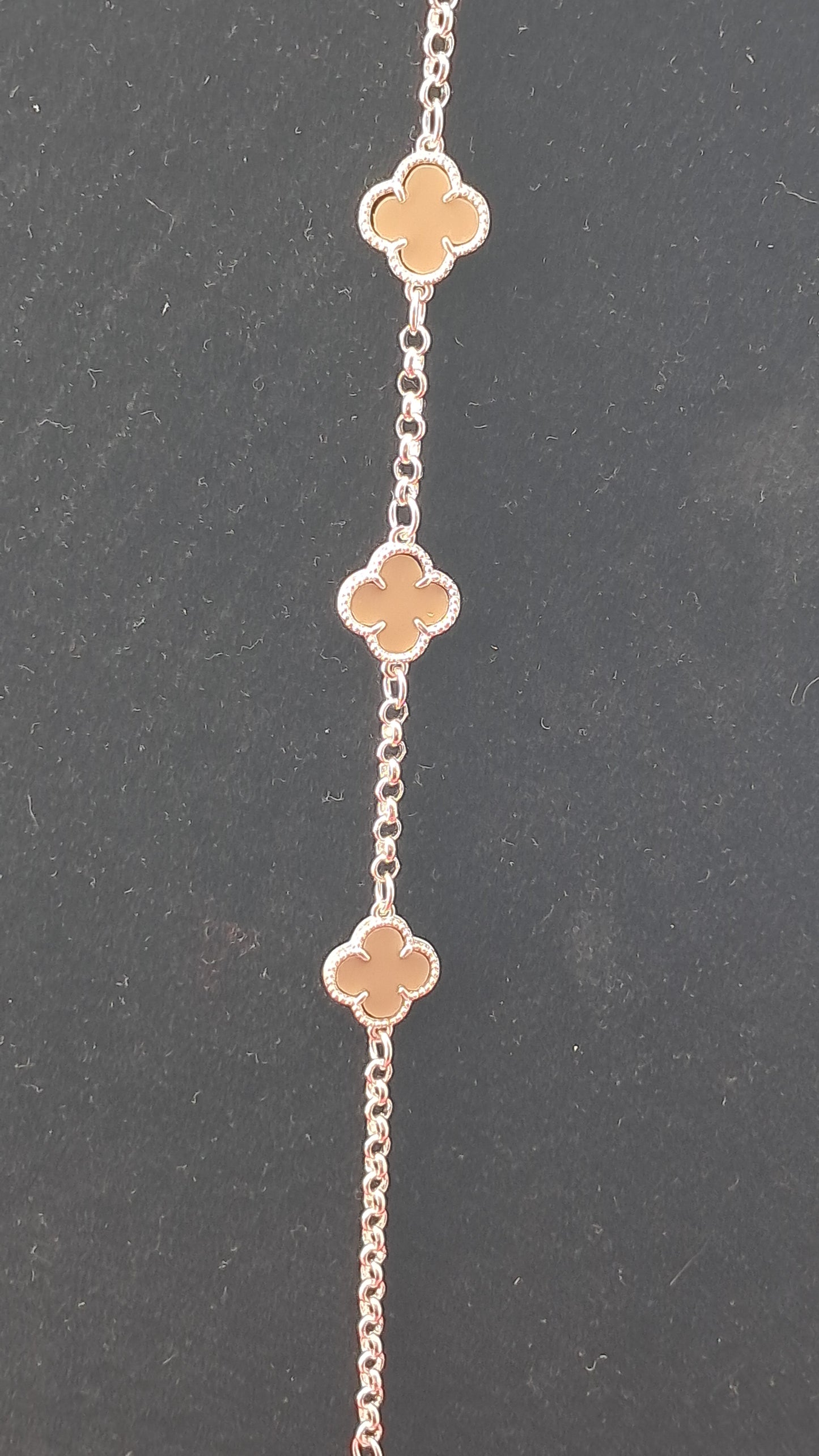 Pulsera trébol marrón cuarzo en plata 925 – 20 cm, 4 g