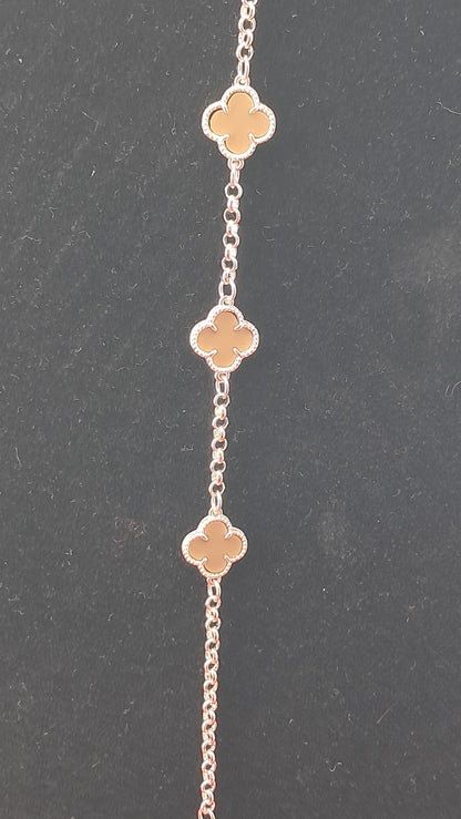 Pulsera trébol marrón cuarzo en plata 925 – 20 cm, 4 g