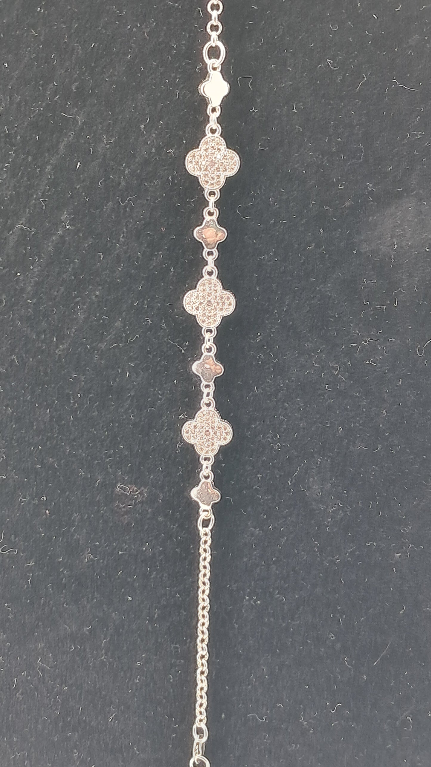 Pulsera Plata 925 — Tréboles Alternados con Circonitas