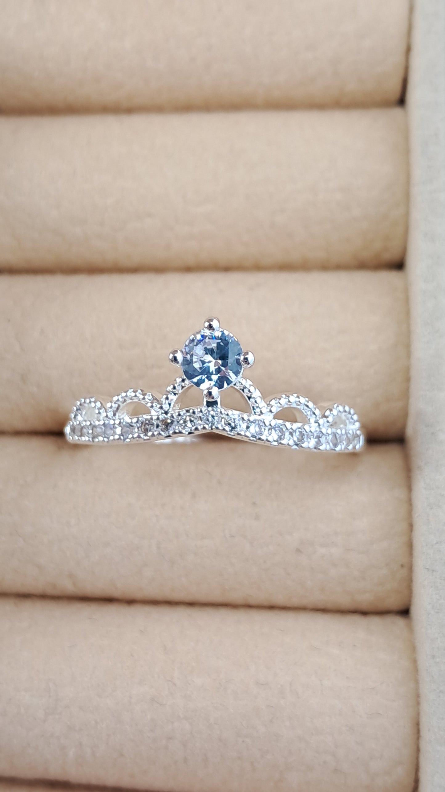 Anillo Tiara Princesa Aqua - Plata 925