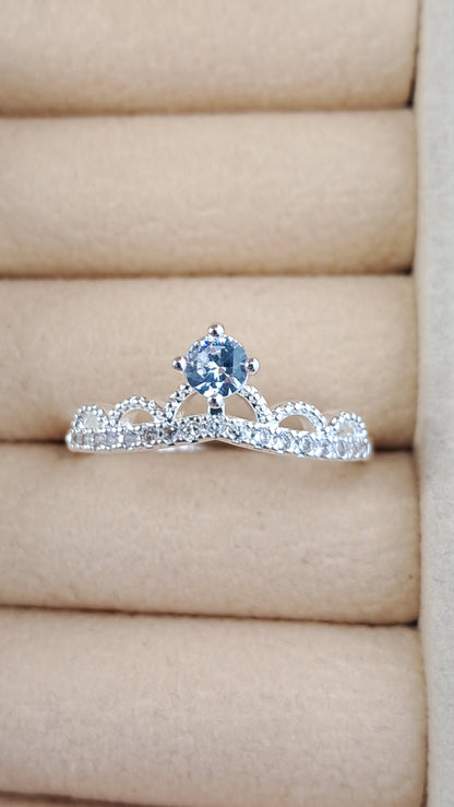 Anillo Tiara Princesa Aqua - Plata 925