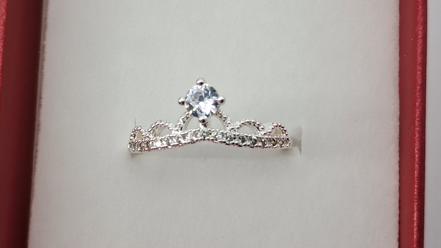 Anillo Tiara Princesa Aqua - Plata 925