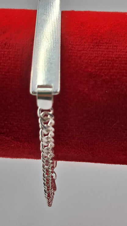 Pulsera Insignia ID Figaro - Plata 925 - Eslabon Sobrepuesto