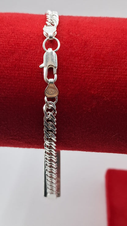 Pulsera Insignia ID Figaro - Plata 925 - Eslabon Sobrepuesto