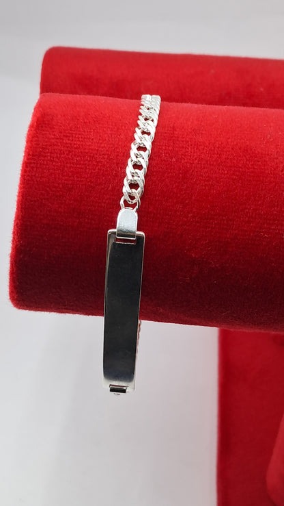 Pulsera Insignia ID Figaro - Plata 925 - Eslabon Sobrepuesto