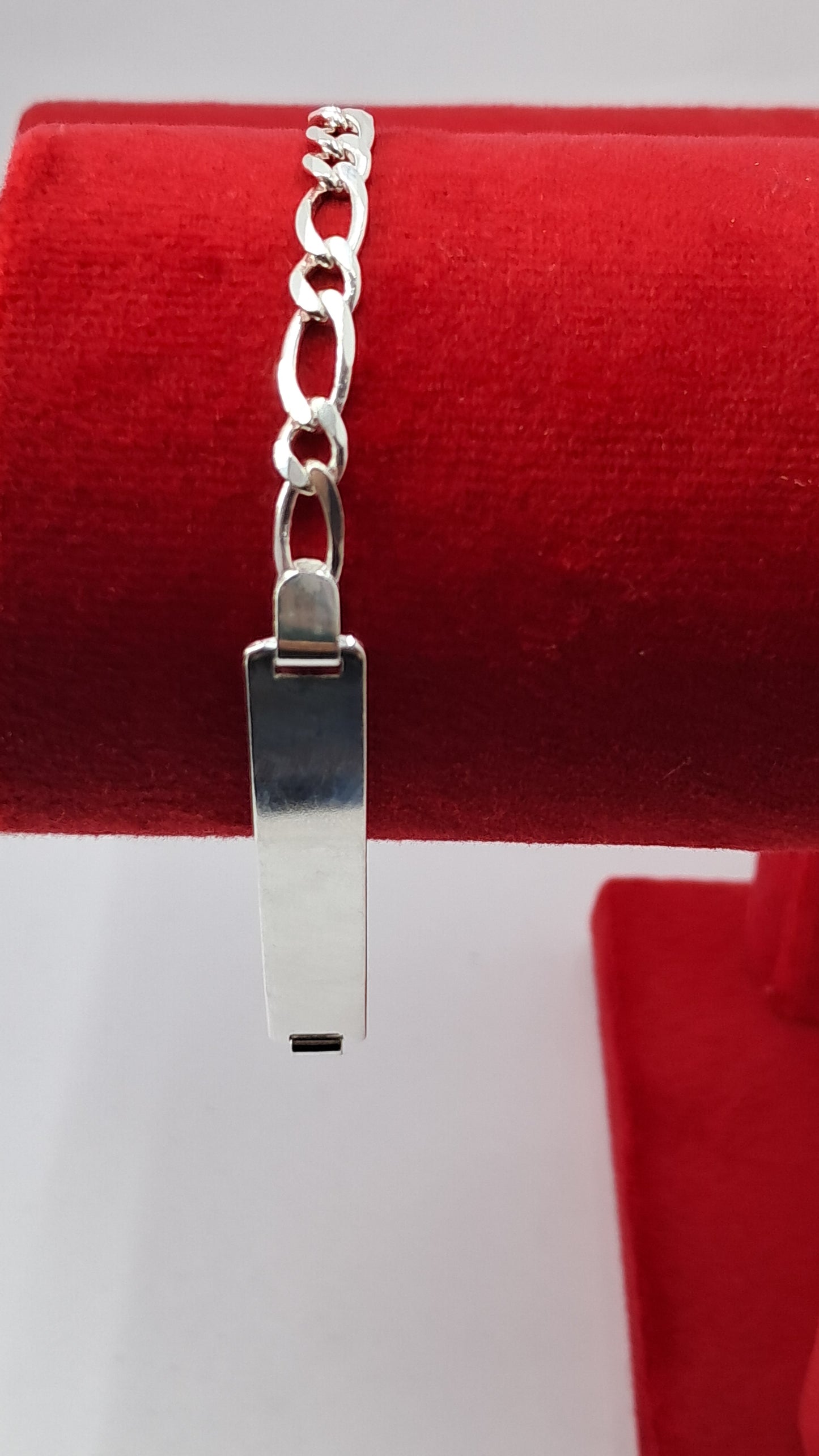 Pulsera Insignia ID Figaro - Plata 925, Eslabones 3:1