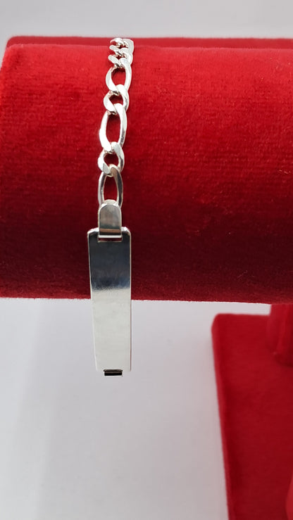 Pulsera Insignia ID Figaro - Plata 925, Eslabones 3:1