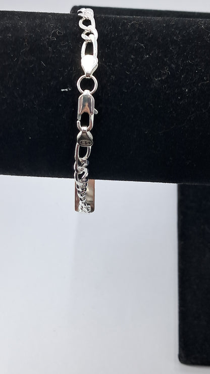Pulsera Insignia ID Figaro - Plata 925, Eslabones 3:1