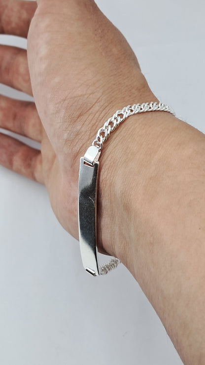 Pulsera Insignia ID Figaro - Plata 925 - Eslabon Sobrepuesto