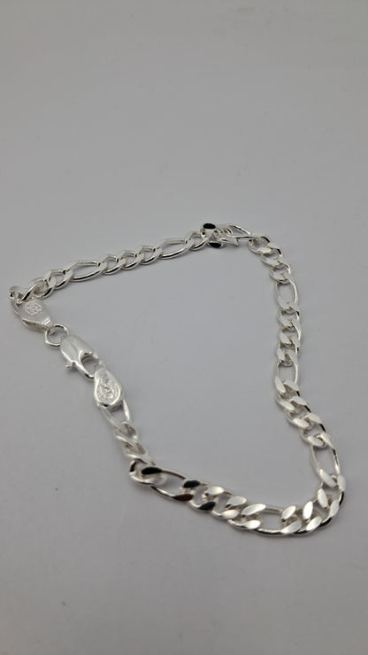 Pulsera Figaro Executive - Plata 925 - 3 mm Ancho - 10.5 cm Largo