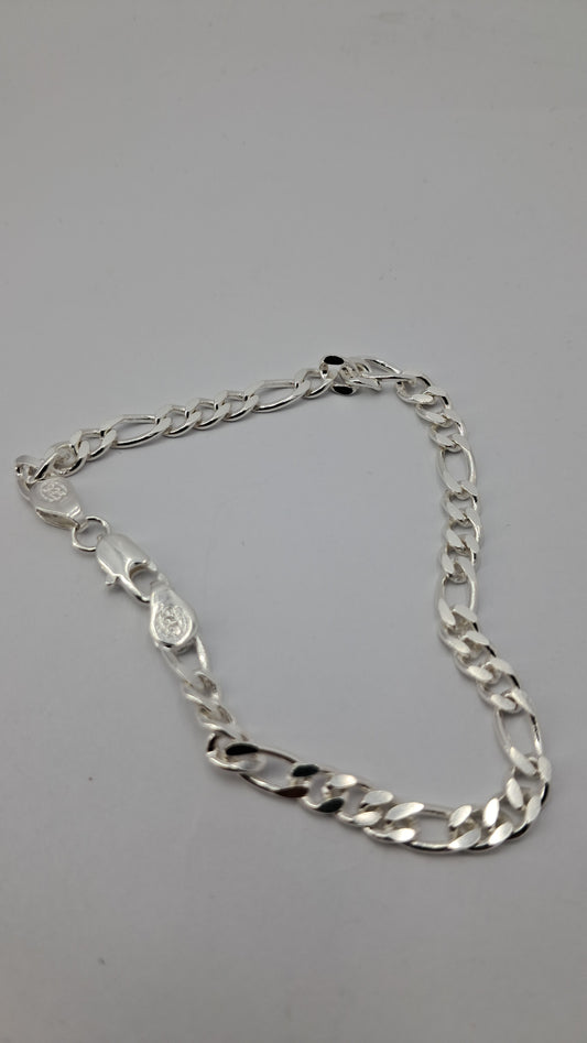 Pulsera Figaro Executive - Plata 925 - 3 mm Ancho - 10.5 cm Largo