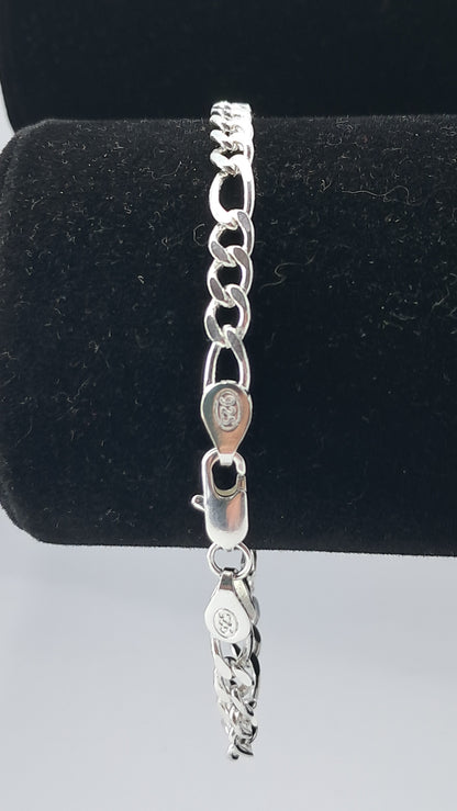 Pulsera Figaro Executive - Plata 925 - 3 mm Ancho - 10.5 cm Largo