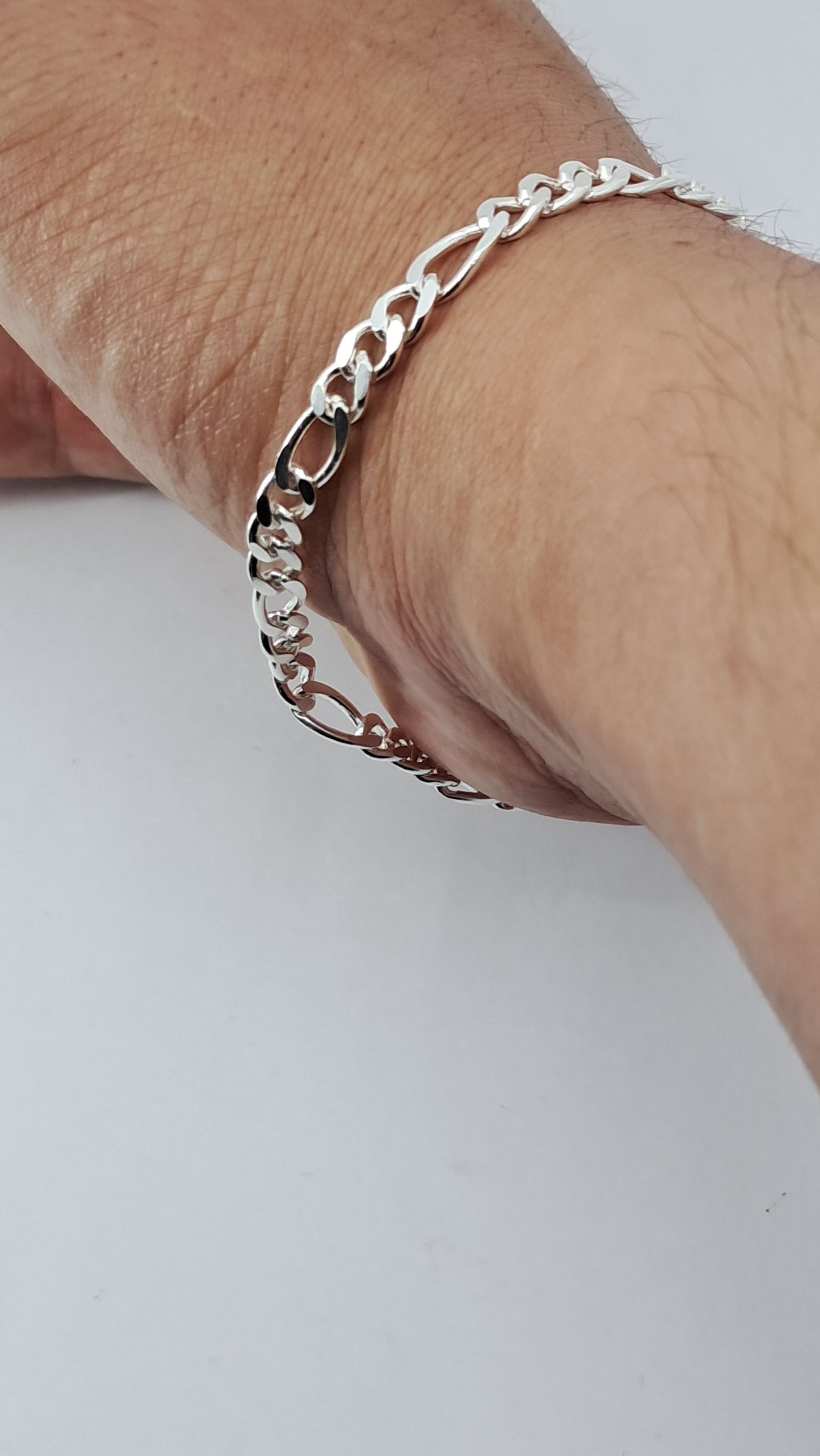 Pulsera Figaro Executive - Plata 925 - 3 mm Ancho - 10.5 cm Largo