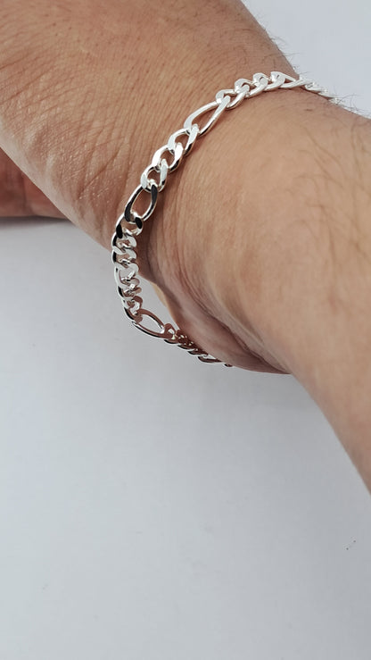 Pulsera Figaro Executive - Plata 925 - 3 mm Ancho - 10.5 cm Largo