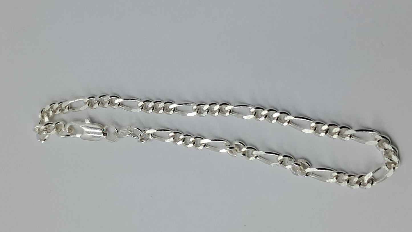 Pulsera Figaro Executive - Plata 925 - 3 mm Ancho - 10.5 cm Largo