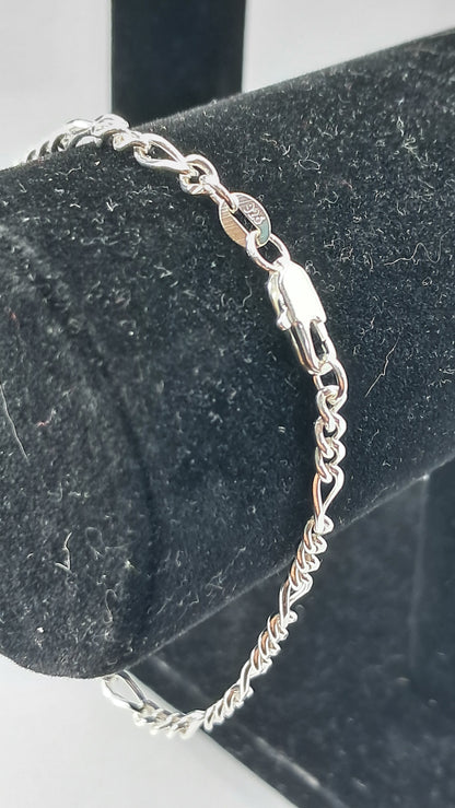 Pulsera Figaro Executive - Plata 925 - 3 mm Ancho - 10.5 cm Largo