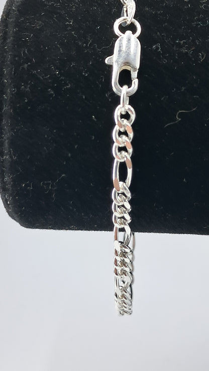 Pulsera Figaro Executive - Plata 925 - 3 mm Ancho - 10.5 cm Largo