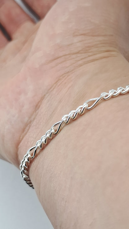 Pulsera Figaro Executive - Plata 925 - 3 mm Ancho - 10.5 cm Largo