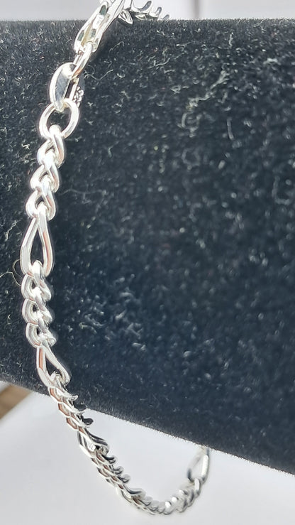 Pulsera Figaro Executive - Plata 925 - 3 mm Ancho - 10.5 cm Largo