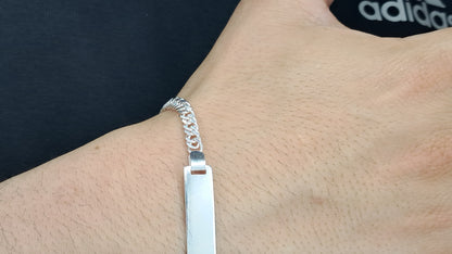 Pulsera Insignia ID Figaro - Plata 925 - Eslabon Sobrepuesto