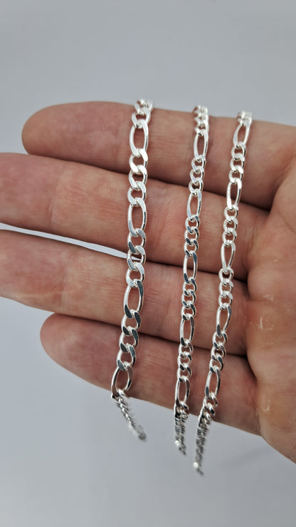 Pulsera Figaro Executive - Plata 925 - 3 mm Ancho - 10.5 cm Largo