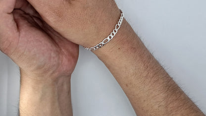 Pulsera Figaro Executive - Plata 925 - 3 mm Ancho - 10.5 cm Largo