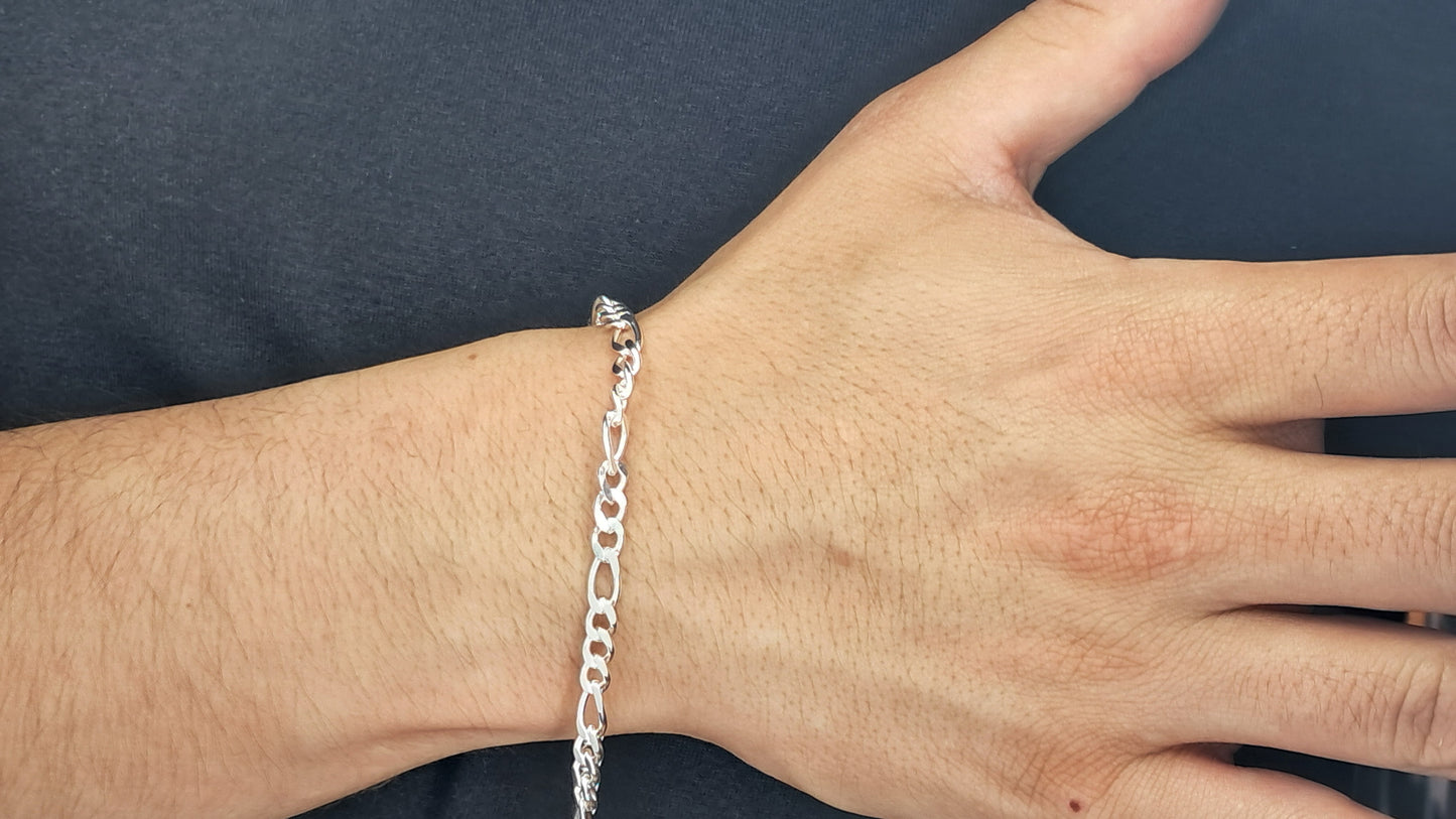 Pulsera Figaro Executive - Plata 925 - 3 mm Ancho - 10.5 cm Largo