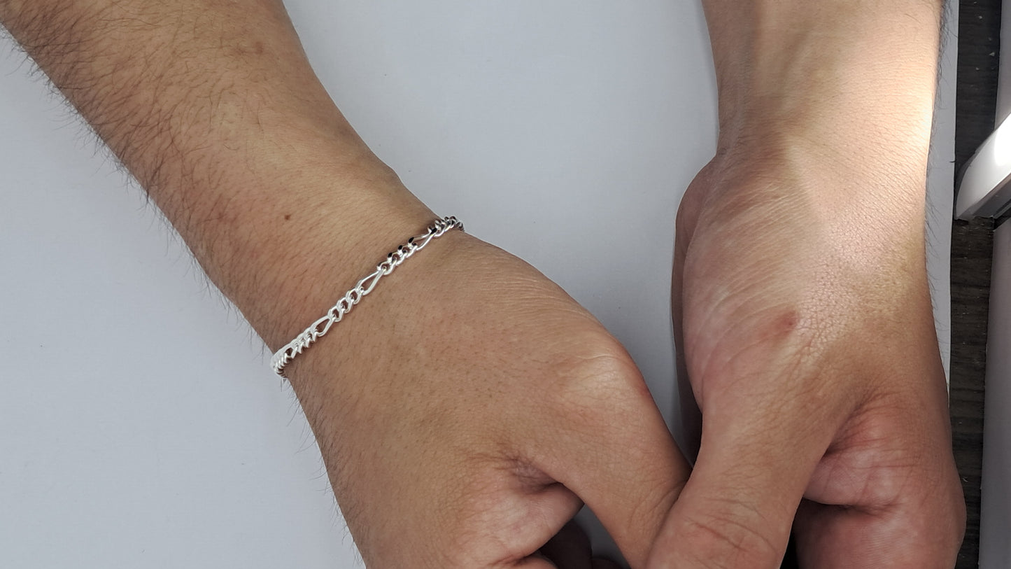 Pulsera Figaro Executive - Plata 925 - 3 mm Ancho - 10.5 cm Largo