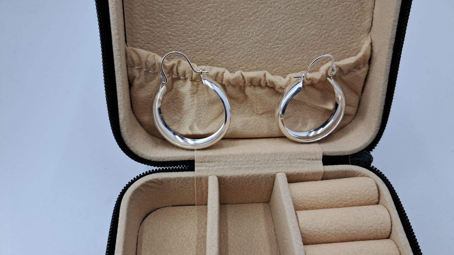 Argollas Luna Llena con Charm - Plata 925