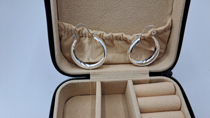 Argollas Luna Llena con Charm - Plata 925